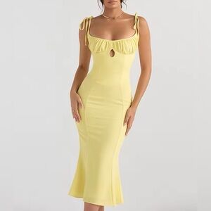 Yellow Sleeveless Slip Bodycon Maxi Dress